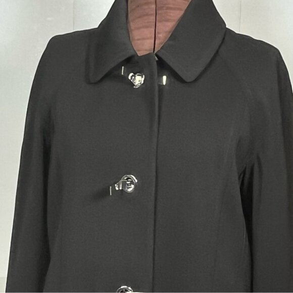 London Fog Women's Black Trench Coat Rain Coat Topper Size Medium - Picture 5 of 13